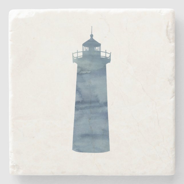 Lighthouse Painting Beach Marble Stone Coaster (Front)