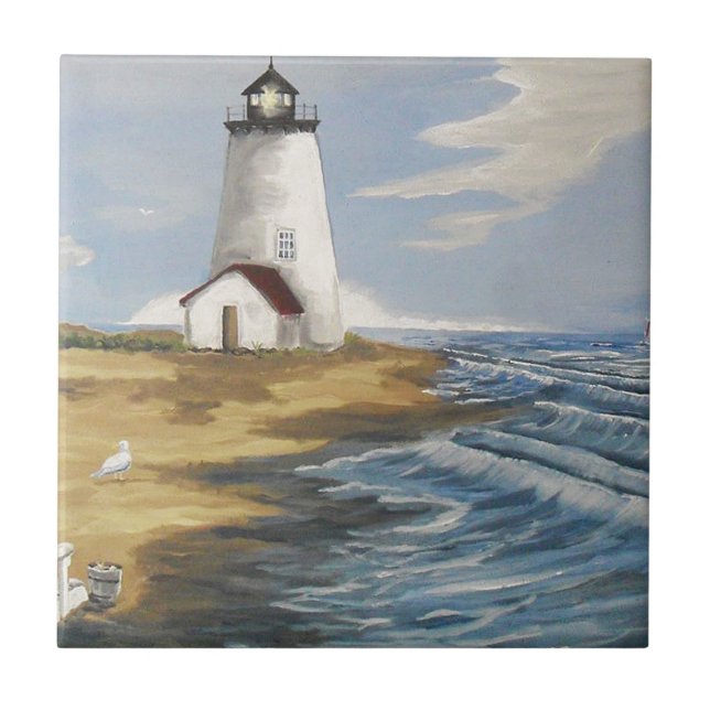 Lighthouse Painting Ceramic Tile (Front)