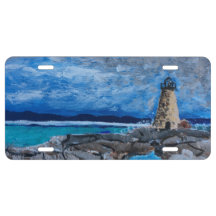 Lighthouse Painting License Plate
