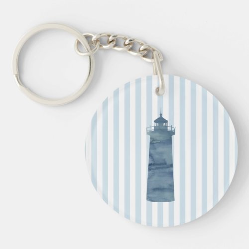 Lighthouse Painting Nautical Stripe Keychain