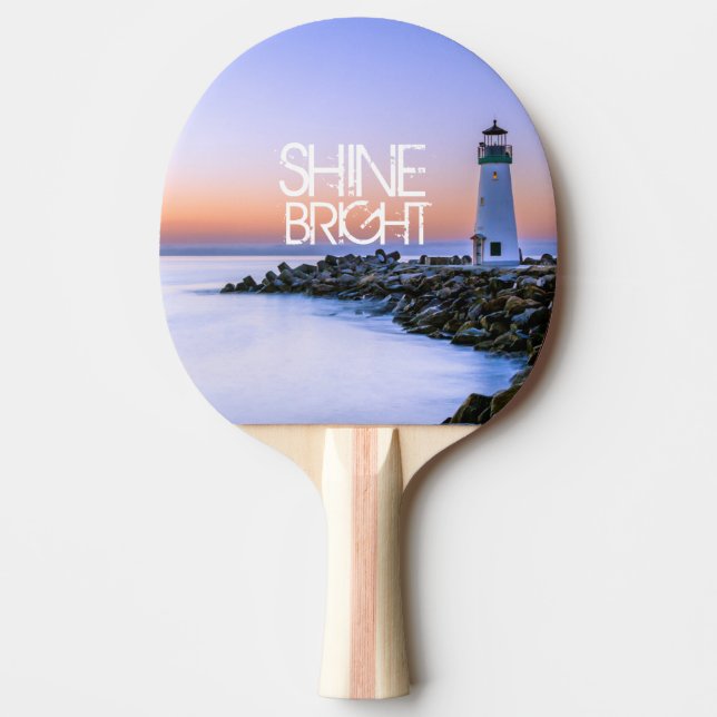 Lighthouse Pastel Sunset Shine Bright Rocky Beach Ping Pong Paddle (Front)