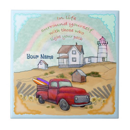 Lighthouse Path custom name Ceramic Tile