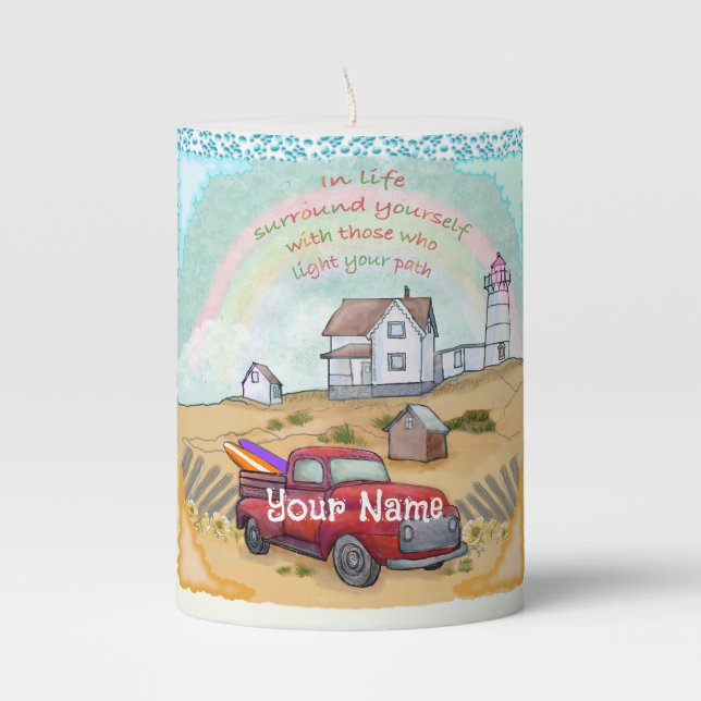 Lighthouse Path  Pillar Candle (Front)