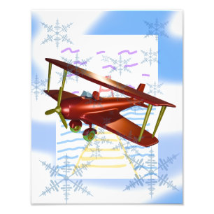 Lighthouse Pier Biplane Blue Waves Photo Print