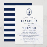 Lighthouse Pier Nautical Wedding Invitation