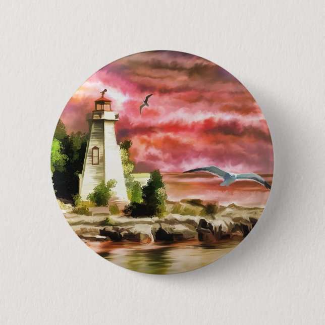 Lighthouse Pinback Button (Front)