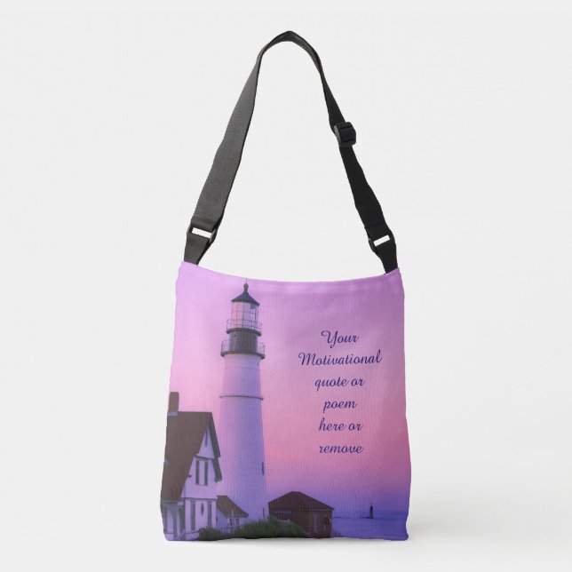 Lighthouse Pink Sky Crossbody Bag (Front)