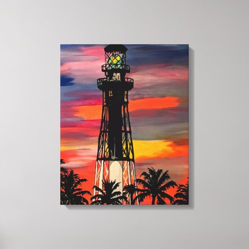 Lighthouse Point FL Lighthouse Pop painting on Canvas Print
