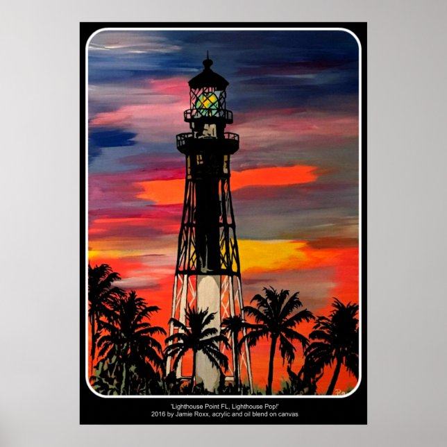 'Lighthouse Point FL, Lighthouse Pop!' painting on Poster (Front)