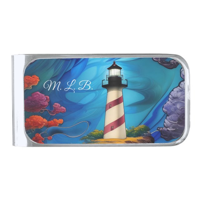 Lighthouse Point *monogram* Silver Finish Money Clip (Front)