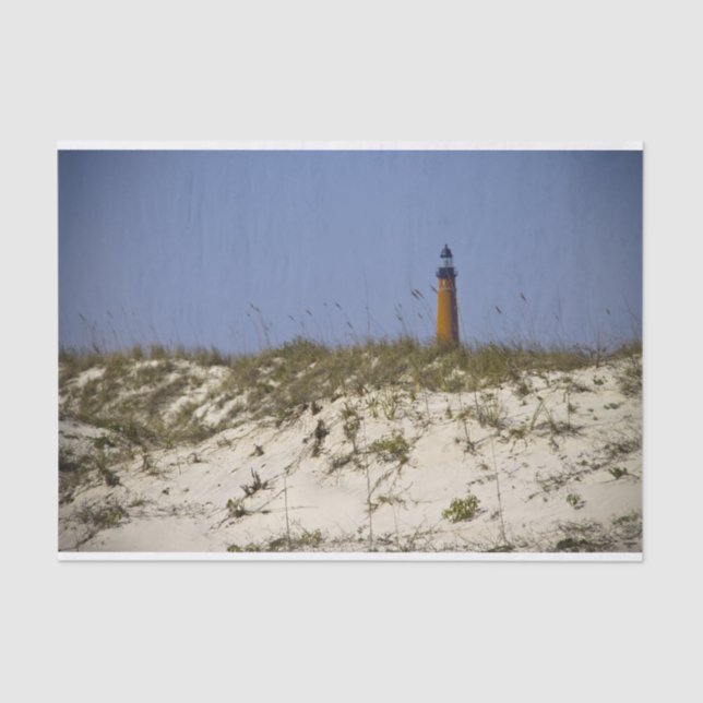 Lighthouse Ponce Inlet Blue Sky Beach Landscape Tissue Paper (Front)