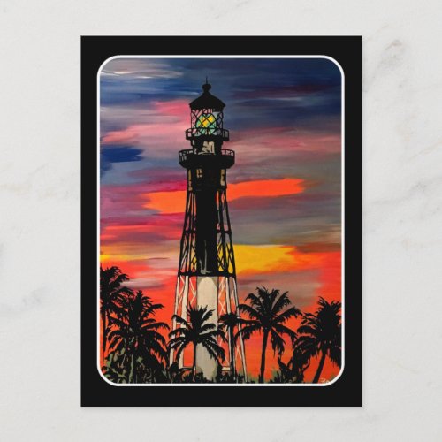 Lighthouse Pop painting on a Postcard