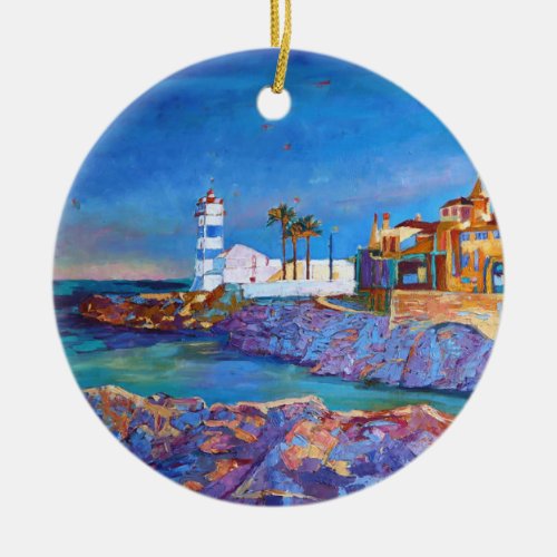 Lighthouse Portugal Cascais Ceramic Ornament