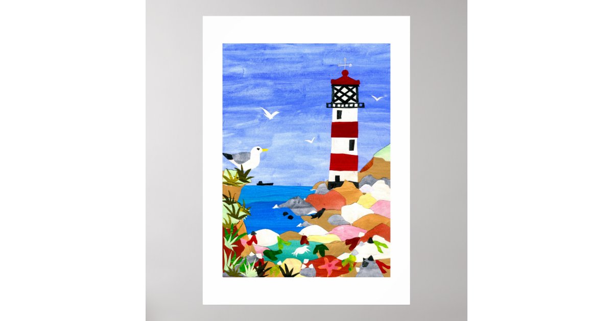 Blue And White Easel Lighthouse Flower Shop