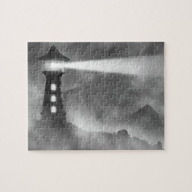LIGHTHOUSE PUZZLE IN BLACK N WHITE (Horizontal)