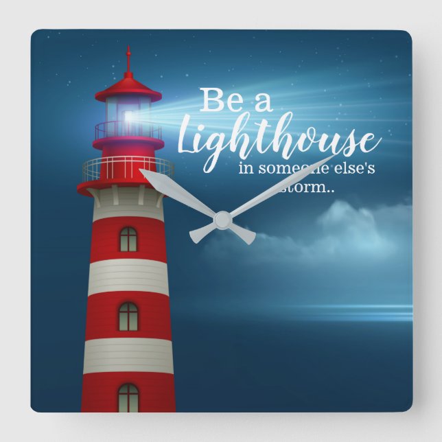 Lighthouse Quote Square Wall Clock (Front)