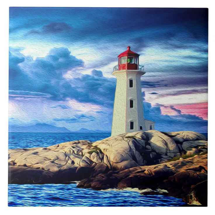 Lighthouse R - Large Ceramic Tile | Zazzle