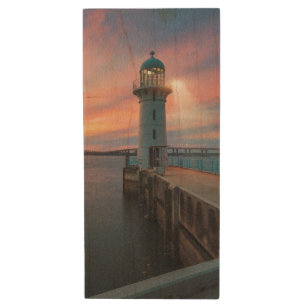 Lighthouse Raffles   Marina, Singapore Wood Flash Drive