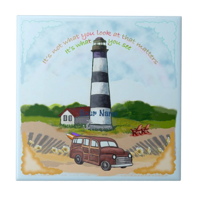 Lighthouse Rainbow Choice Ceramic Tile (Front)
