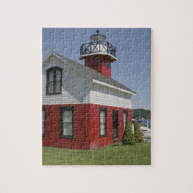 Lighthouse relocated shore in Douglas near 2 Jigsaw Puzzle (Vertical)