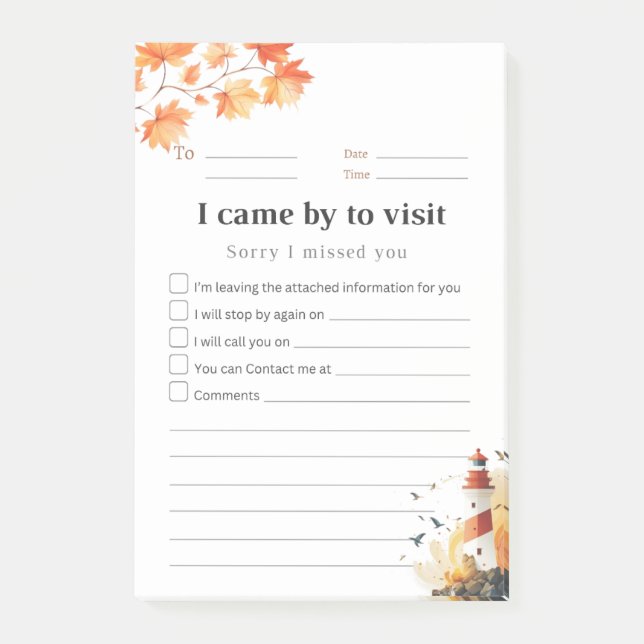 Lighthouse Return Visit Sticky Note - Solid Line (Front)