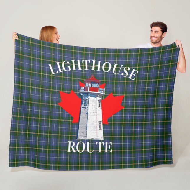 Lighthouse route Peggy's cove Nova Scotia Tartan F Fleece Blanket (In Situ)