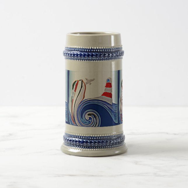 Lighthouse Sailing Boat Nautical Beer Stein (Center)