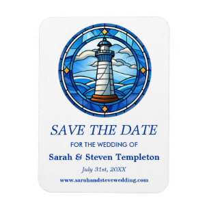 Lighthouse Sailing Nautical Wedding Save The Date Magnet
