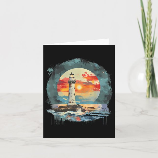 Lighthouse Sailing Sea Beach Boating Seaside House Card (Front)