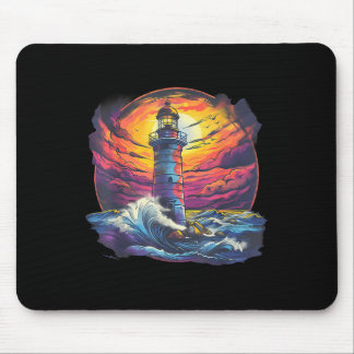 Lighthouse Sailing Sea Beach Boating Seaside House Mouse Pad
