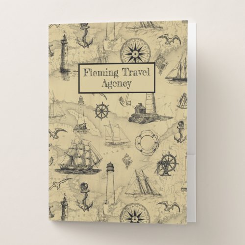 Lighthouse Sailing Ship Nautical Personalized Pocket Folder