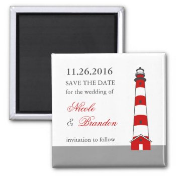 Lighthouse Save The Date Magnet by marlenedesigner at Zazzle
