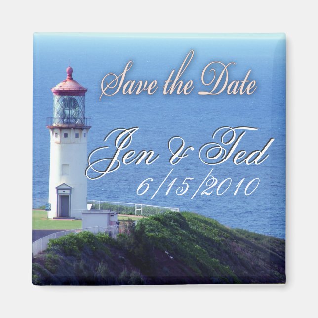 Lighthouse save the date magnet (Front)