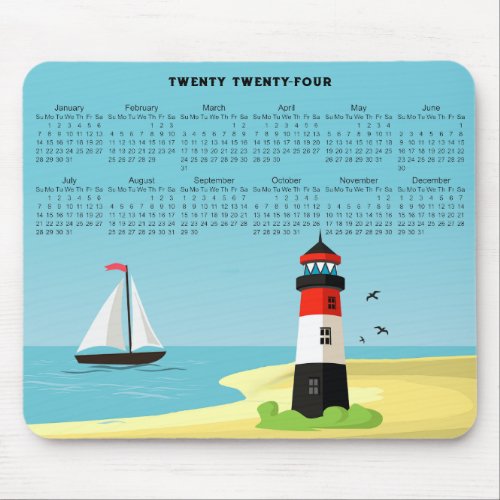 Lighthouse Scene 2024 Calendar Mousepad