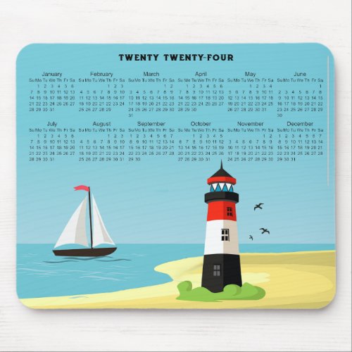 Lighthouse Scene 2024 Calendar Mousepad