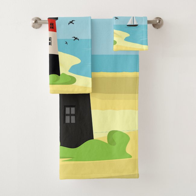 Lighthouse Scene Design Bath Towel Set