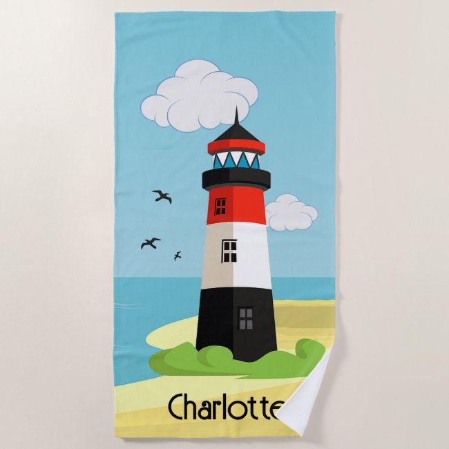 Lighthouse Scene Design Beach Towel
