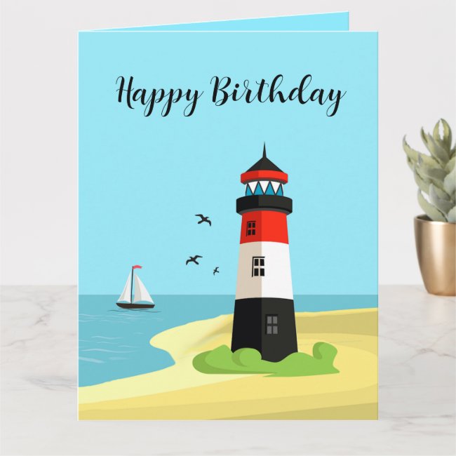 Lighthouse Scene Design Birthday Card