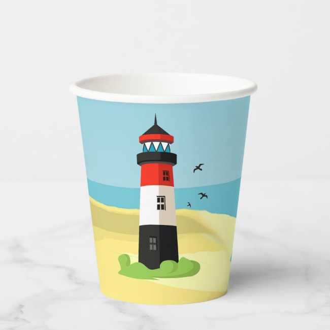 Lighthouse Scene Design Paper Cup