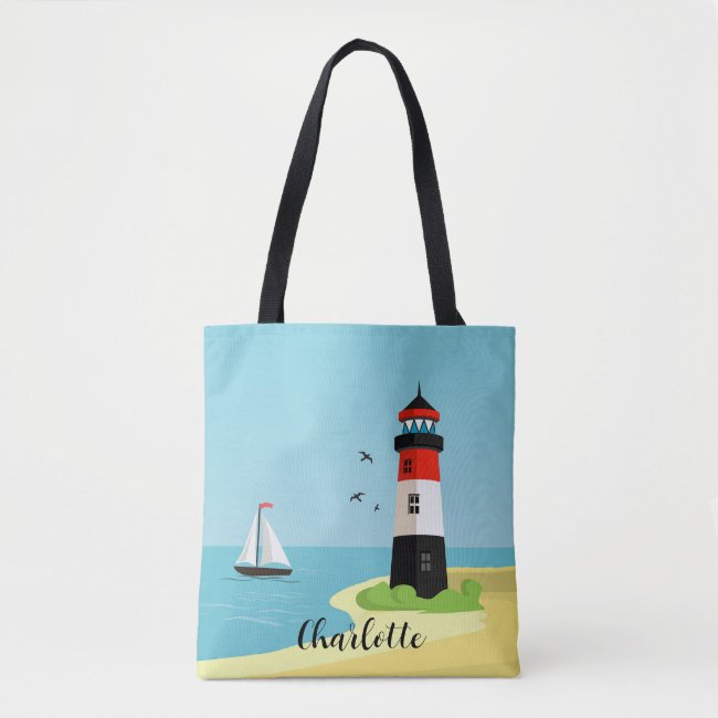 Lighthouse Scene Design Tote Bag