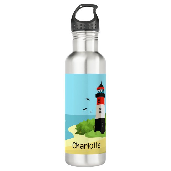 Lighthouse Scene Design Water Bottle