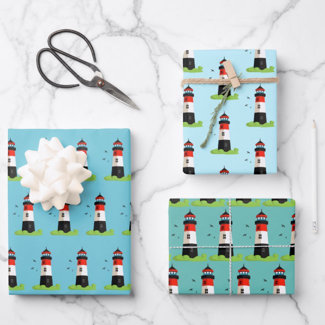 Lighthouse Scene Design Wrapping Paper