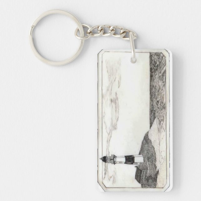 Lighthouse Scrimshaw Keychain (Front)