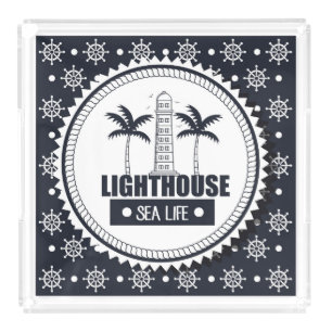 Lighthouse Sea Life Nautical Acrylic Tray