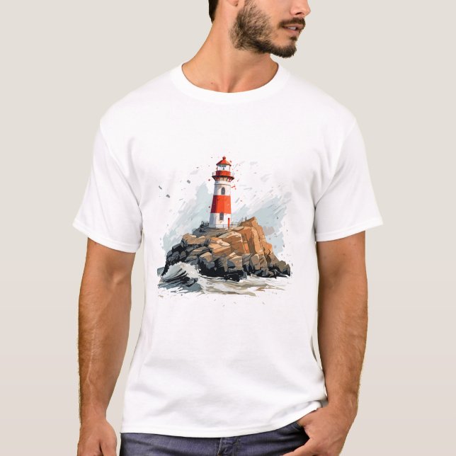 Lighthouse Seacoast Beauty Nature Ocean Discovery T-Shirt (Front)