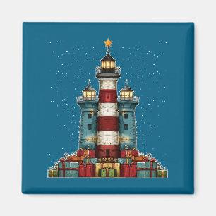 Lighthouse Seaside Christmas Tree Xmas Long Sleeve Magnet