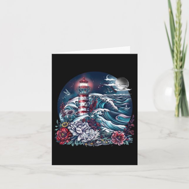 Lighthouse Seaside House Sailing Sea Boating Light Card (Front)