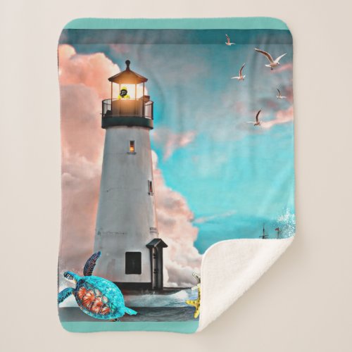 lighthouse sherpa blanket