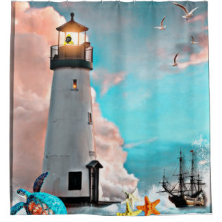 lighthouse shower curtain