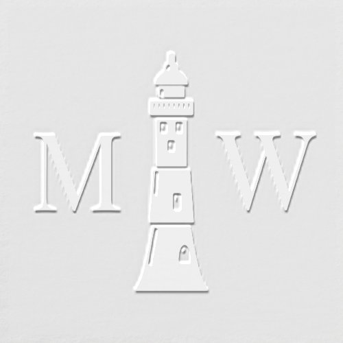 Lighthouse Silhouette 2 Initial Wedding Monogram 2 Embosser